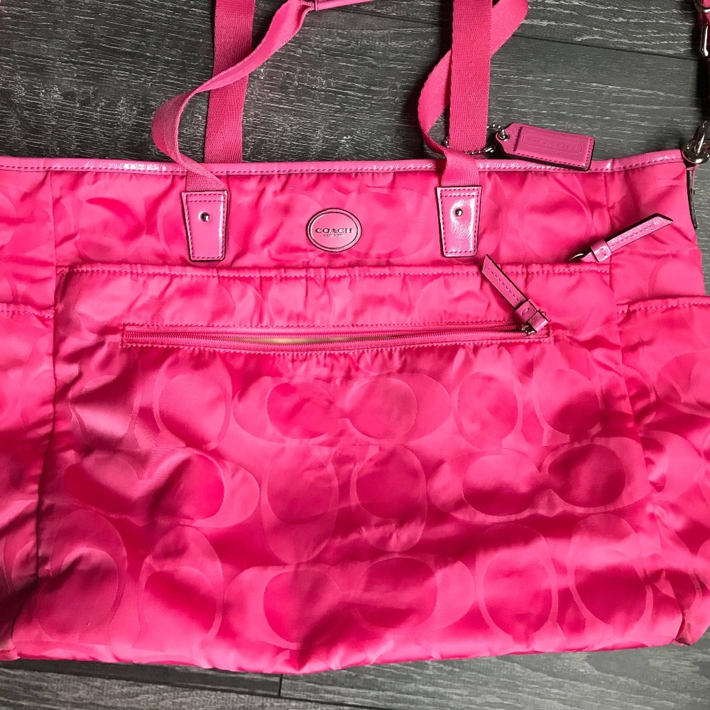 Coach Pink Nylon Diaper Bag Tote